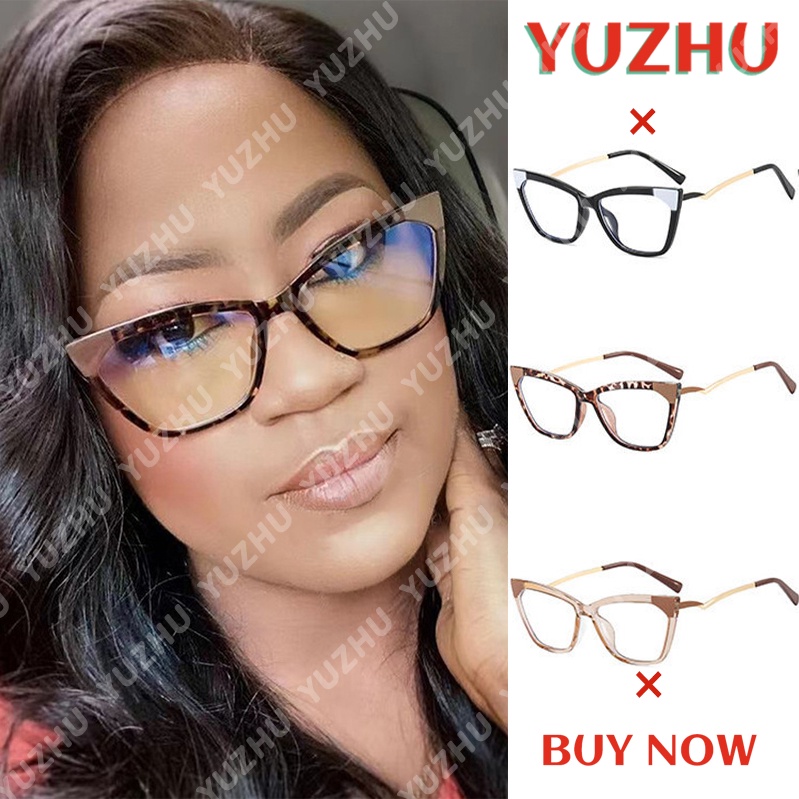 （YUZHU）COD Kacamata Cat Eye Fashion Irregular Temple Gaya Barat Wanita