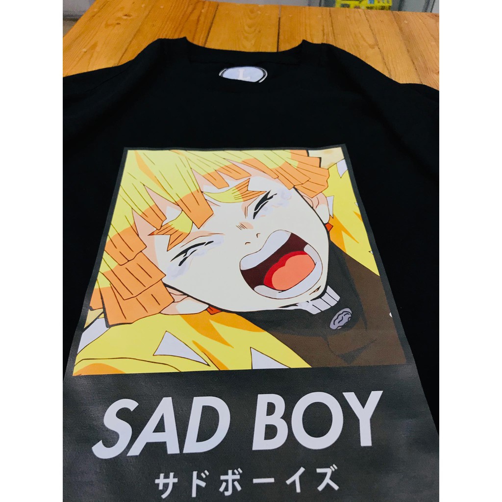 Tshirt Anime Zenitsu Sad Boy Demon slayer Kimetsu No Yaiba