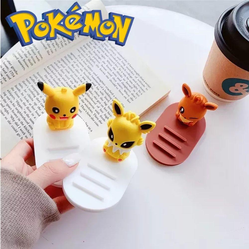 AUGUSTINA Pokemon Phone Holders Espeon Jolteon Anime Action Figure Model Mainan Pokemon Decor Eevee Tempat Handphone Keluarga