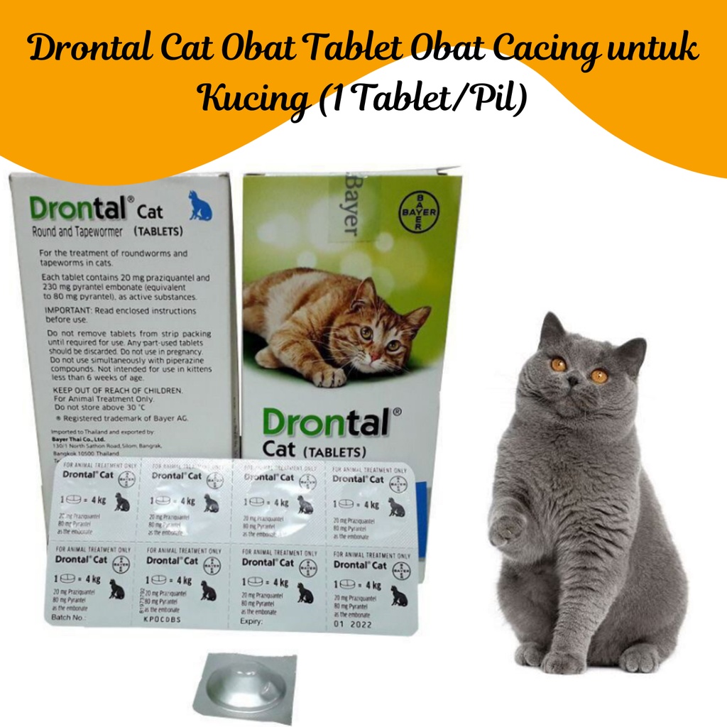 Drontal Cat Obat Tablet Obat Cacing untuk Kucing (1 Tablet/Pil)