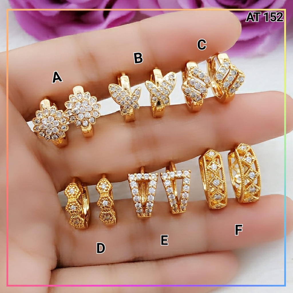 Anting Xuping anting dewasa jurai terlaris bunga simple permata zirkon perhiasan wanita lapis emas gold AT 152