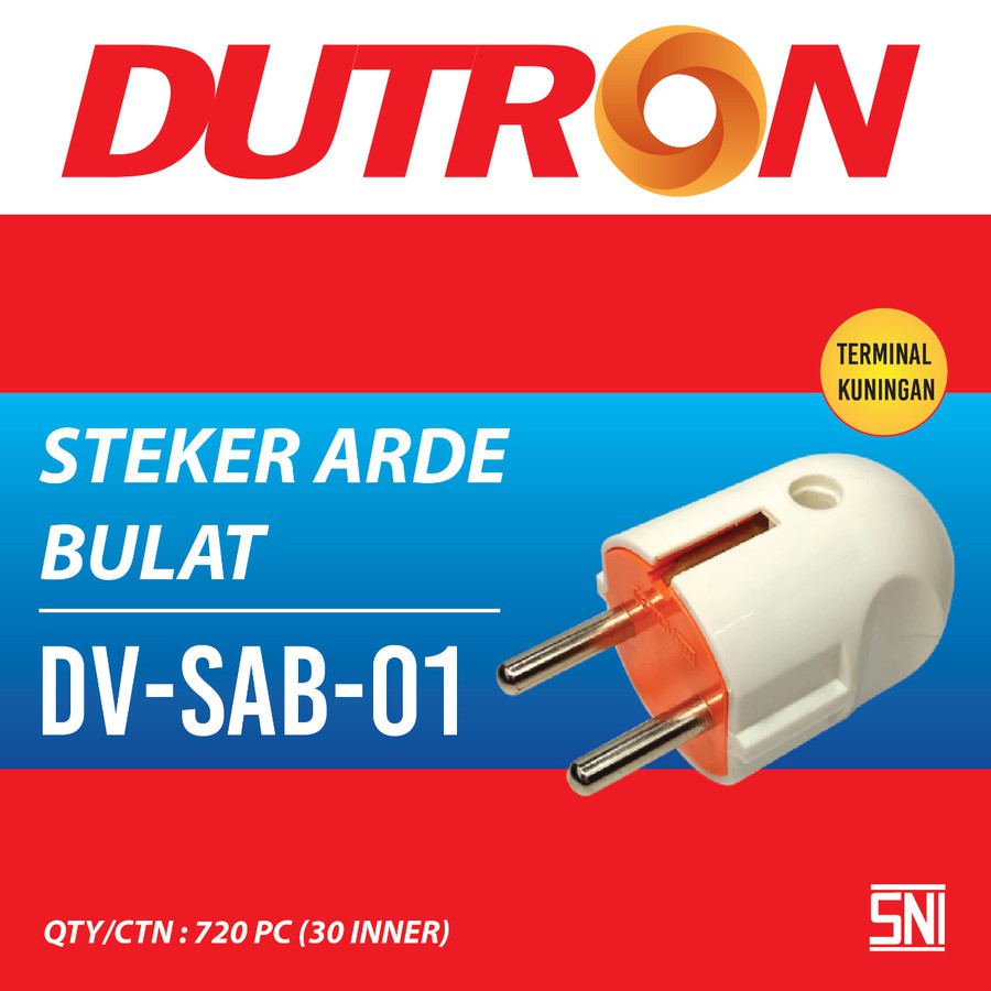 Dutron Steker Bulat Colokan Arde Pin Kuningan Dutron DV SAB-01/ Steker Colokan 3 pin AC , Steker Colokan Philips