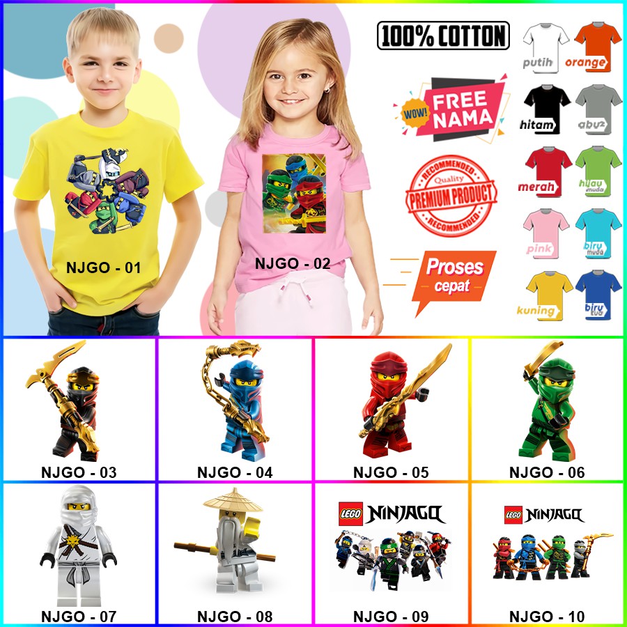 Baju Kaos ANAK DAN DEWASA LEGO NINJAGO COUPLE (FREE NAMA)