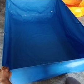 kolam terpal kotak 1.50x2x0.50cm bahan semi karet orchid plus pembuangan air