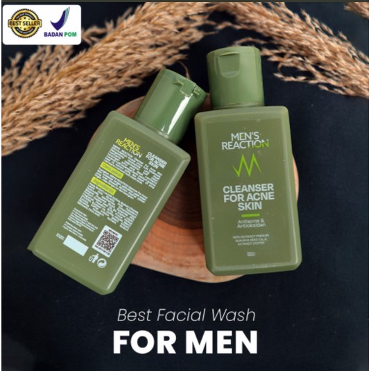 Sabun Cuci Muka Khusus Pria MENS REACTION ACNE Pembersih Wajah Jerawat Beruntusan Alami