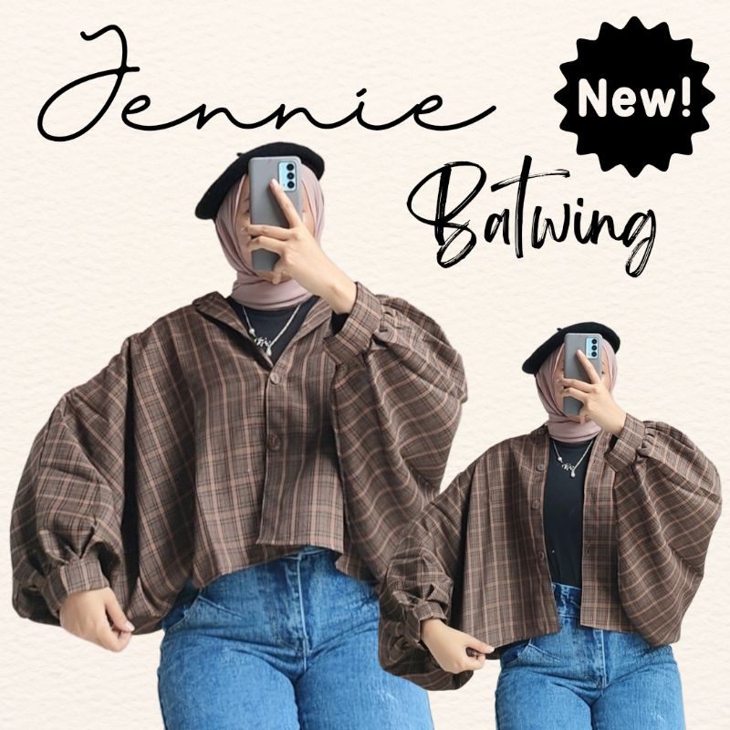 JENNIE BATWING TARTAN OVERSIZE / OUTER BALON GRID SQUARE TARTAN / OUTER BALON FLANEL