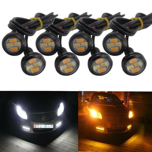 Lampu DRL Eagle Eyes Dual Color Mata Elang 2 Warna Sen Sein Senja Mobil Motor DC 12V Waterproof