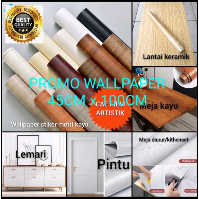 Wallpaper Sticker Dinding Multifungsi 3D Motif Kayu Tekstur Original 45CM x 100CM