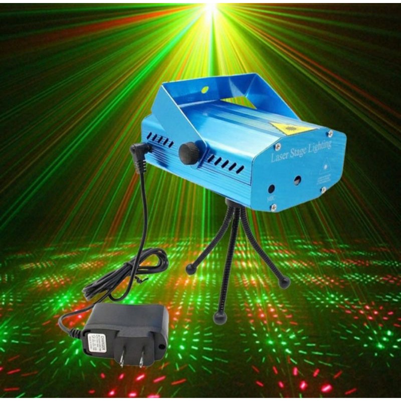 Mini Laser Stage Lighting Sensor Musi Lampu Disco - Party Laser 09-A - Biru