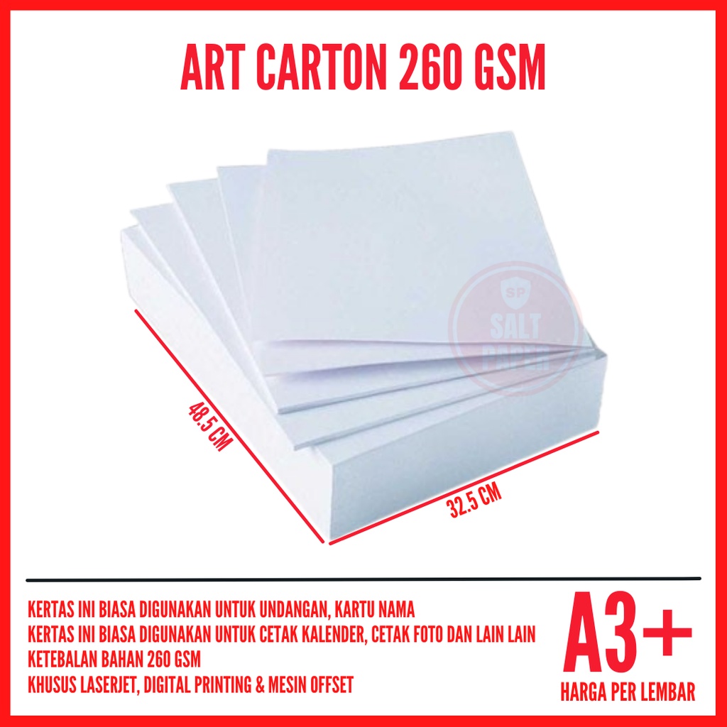 

Kertas Art Carton 260 gsm A3 Plus per lembar / Kertas Art Karton A3+ 260 gsm / Kertas Art Karton 260 gsm