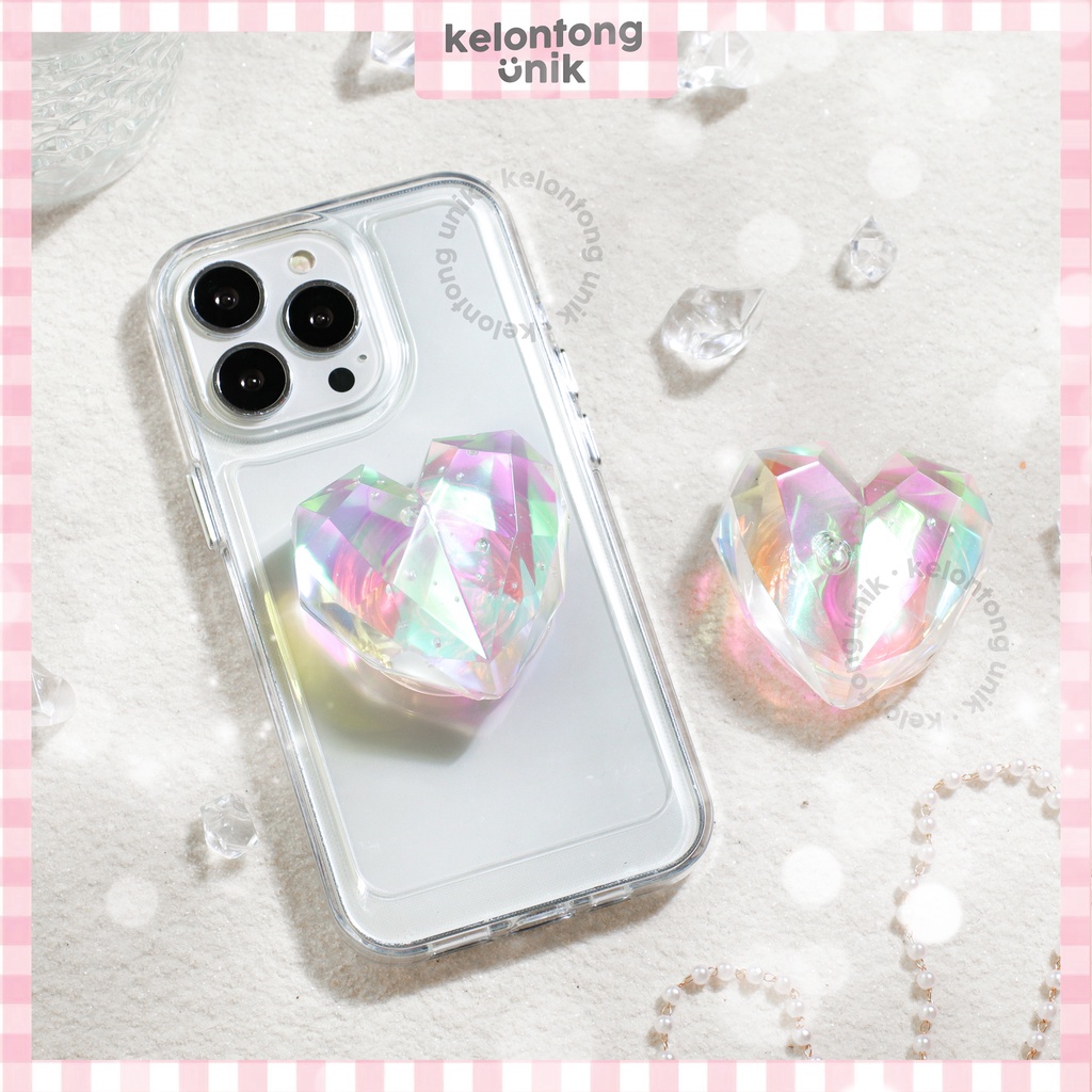 For iPhone - Crystal Heart Hologram Griptok Acrylic Case