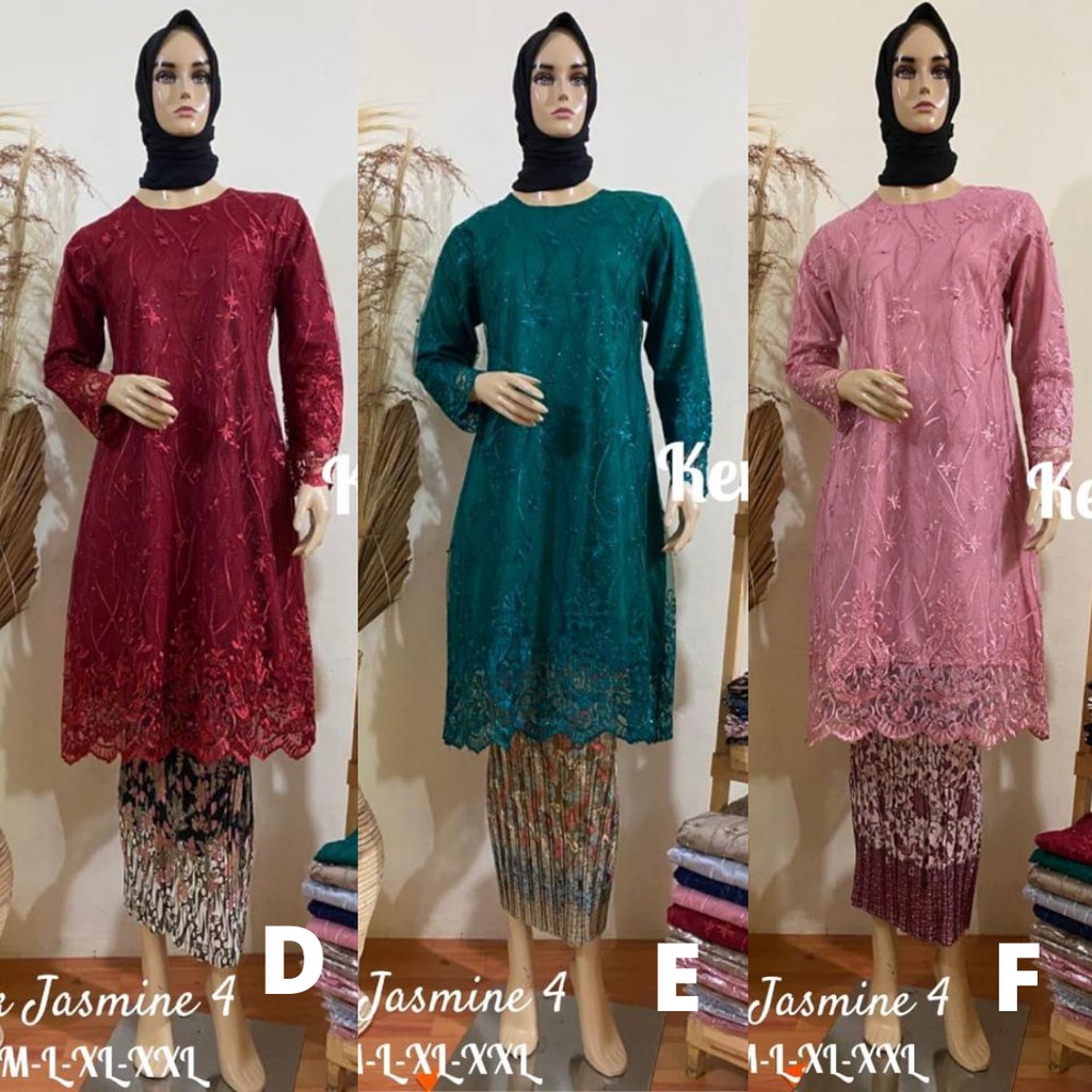 Setelan Kebaya Tunik Tule Bordir