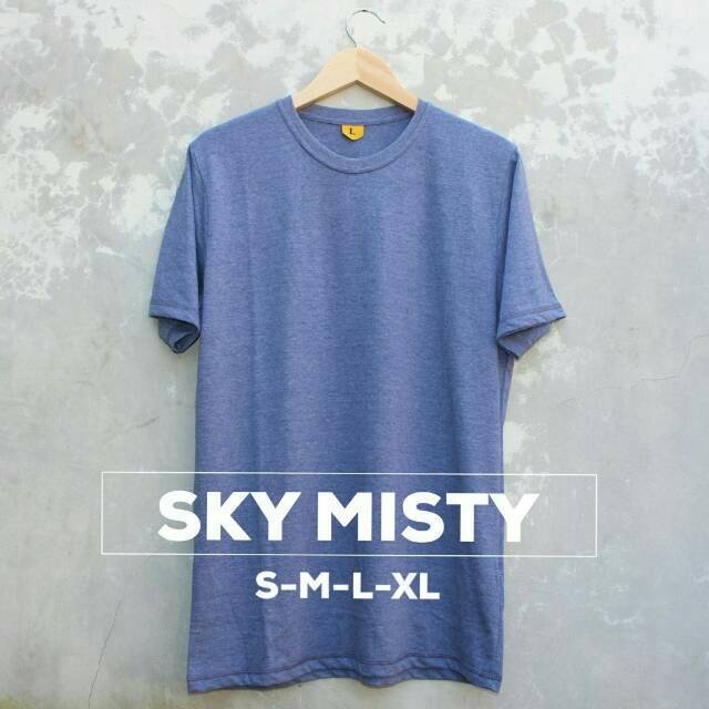  KAOS POLOS LENGAN PENDEK COTTON COMBED 30s WARNA SKY MISTY 