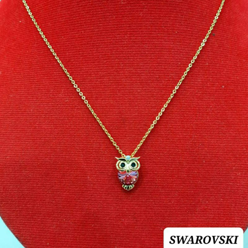 KALUNG Y4315 MATA KRYSTAL SWAROVSKI BURUNG HANTU MATA UNGU ORIGINAL P40+5CM GOLD
