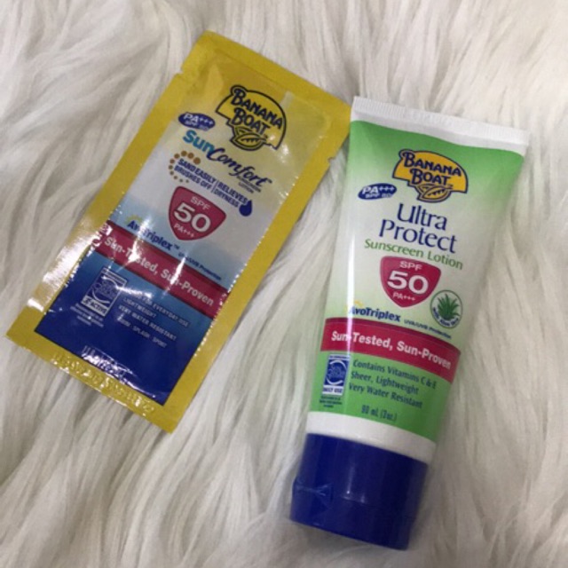 Banana boat ultra protect sunscreen lotion spf 50 with aloe vera 90 ml dapat bonus suncomfort sachet