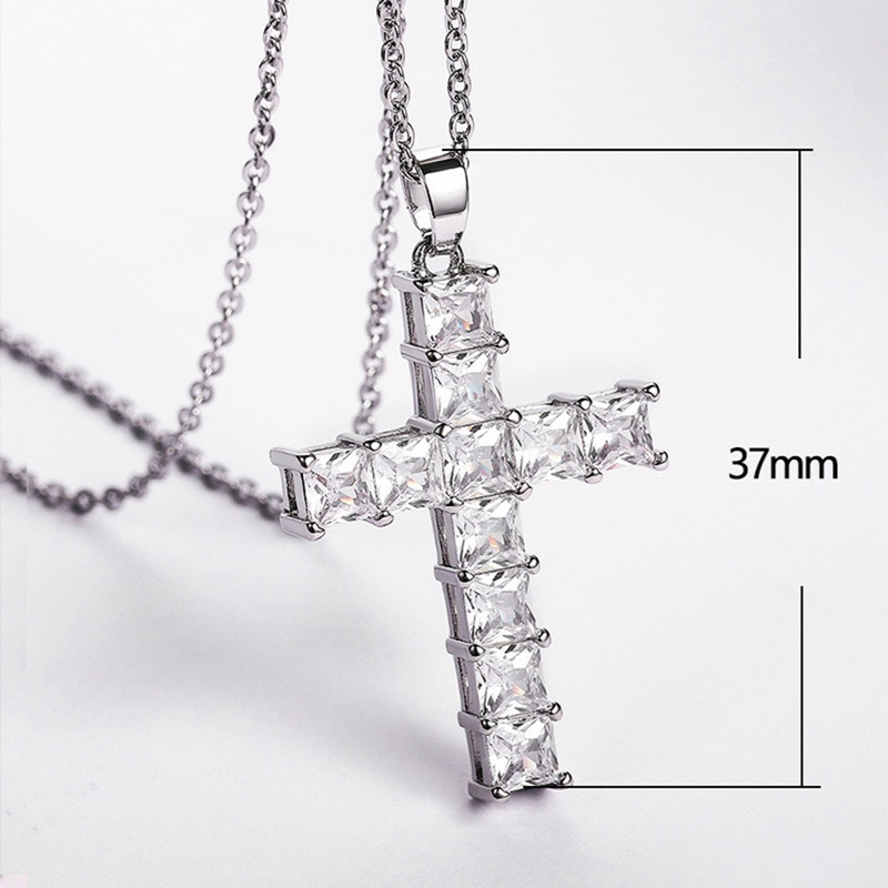 Kalung Salib Inlaid Cubic Zirconia Warna Putih Pink Serbaguna Untuk Wanita