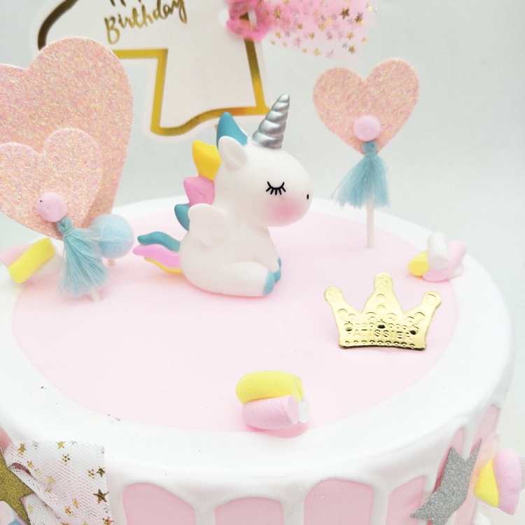 Topper Kue Bentuk Kartun Unicorn Untuk Dekorasi Pesta Baby Shower