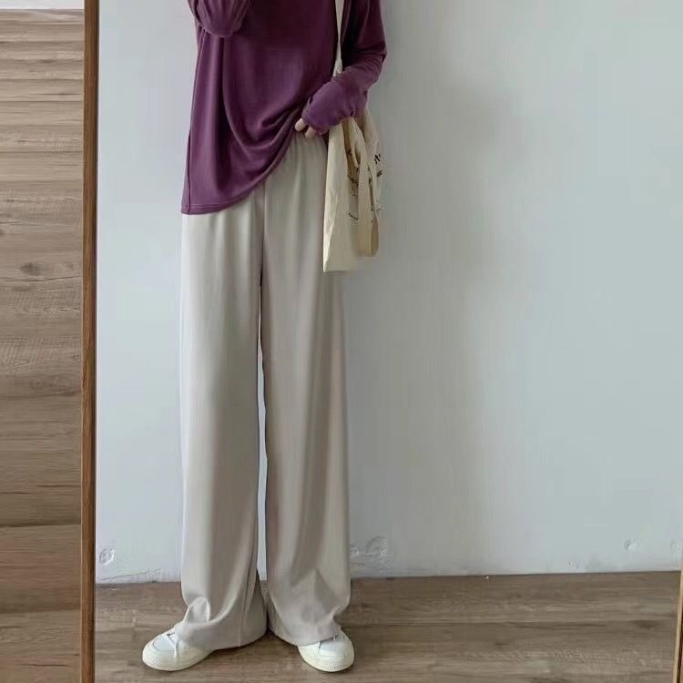 ZIVAA Pants Celana Panjang Tanpa Serut Tali Polos Bahan Knit Stretch Style Wanita Korea By Chikoisme NR