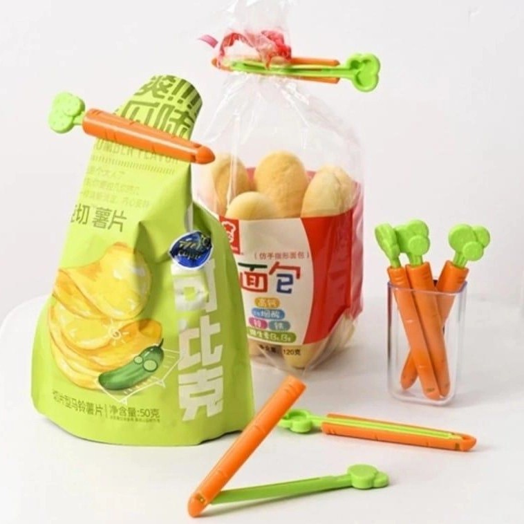 KLIP JEPITAN KEMASAN MAKANAN WORTEL 1PC 5PCS SNACK SEALING CLIP CARROT TEMPELAN MAGNET KULKAS PENJEPIT Jepitan