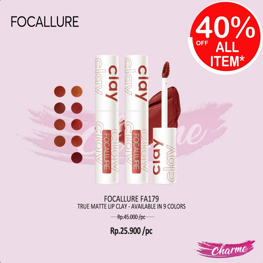 (READY &amp; ORI) Focallure True Matte Lip Clay FA179 FA 179 lipclay lipcream silky velvet waterproof terbaru viral