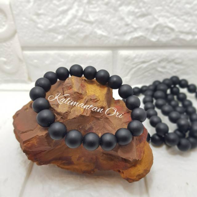 Gelang Black Onyx 100% Asli Batu Alam Natural