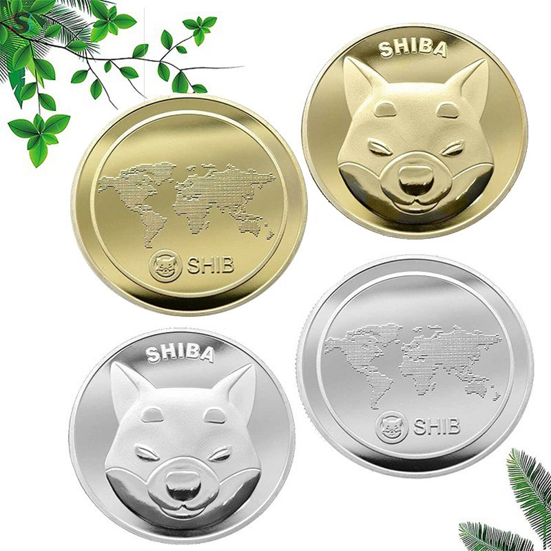 Shib Koin Token Shiba Inu Bahan Metal Lapis Emas Silver Untuk Suvenir Shopee Indonesia