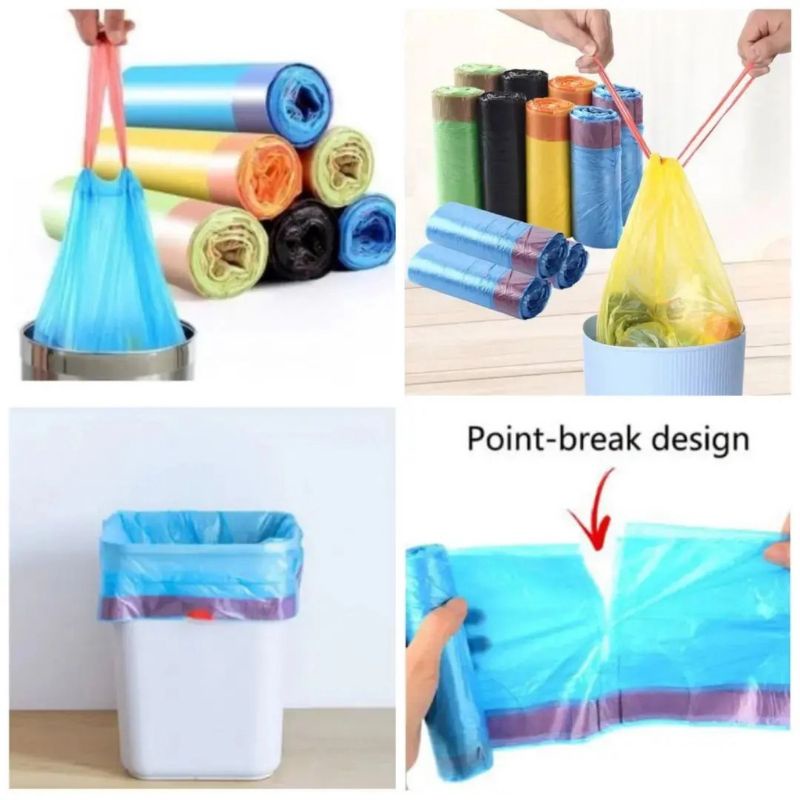 KANTONG PLASTIK SAMPAH ROLL DENGAN TALI 45X50CM ISI 15 LEMBAR KANTONG PLASTIK GULUNG PLASTIC TRASH