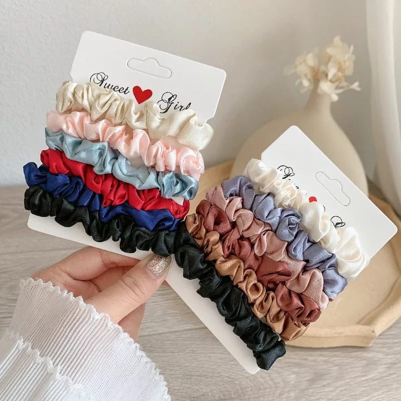 5PCS!!! Ikat Rambut Scrunchie Ikat Rambut Cepol Kunciran ikat Rambut Scrunchie Wanita Fashion Korea Aksesoris Kunciran iket Rambut Scrunchie