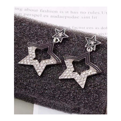 LRC Anting Tusuk Fashion Alloy Rhinestone Pentagram V5712X