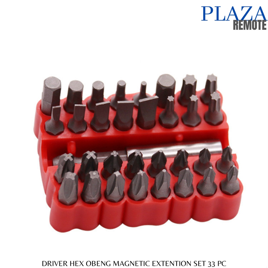 MATA OBENG HEX SCREW DRIVER BINTANG (MERAH) DUDUKAN MAGNET OBENG 33 PC NON LUBANG