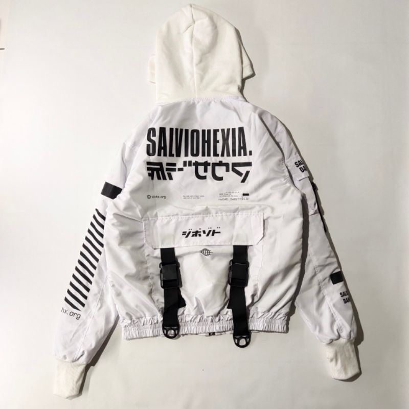 jaket pria bomber pria baseball pria jaket riding cod jaket balap-Putih