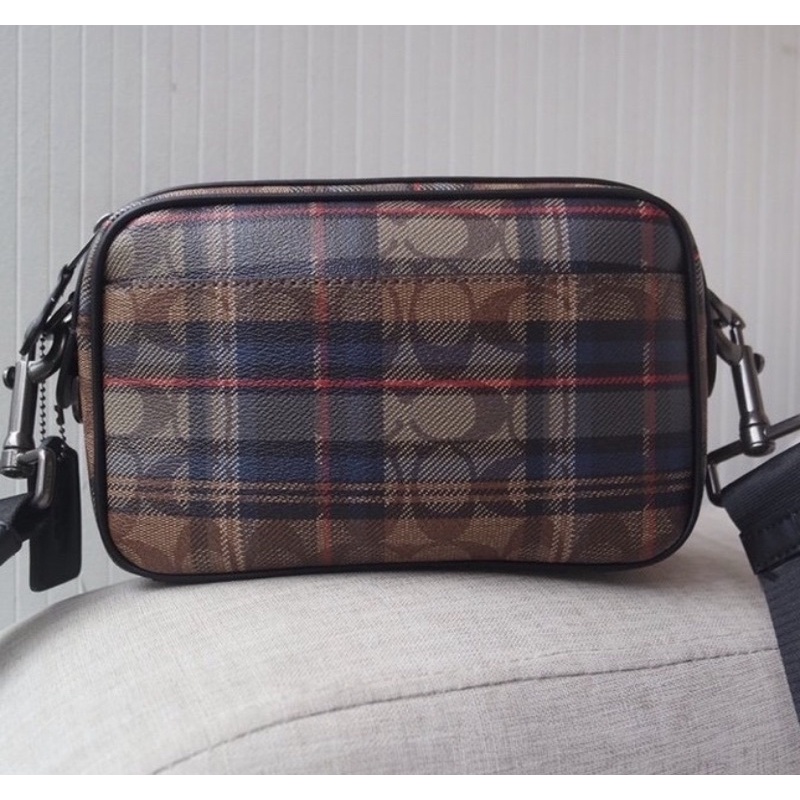 COACH CROSSBODY SIGNATURE CANVAS WITH PLAID PRINT (83024)