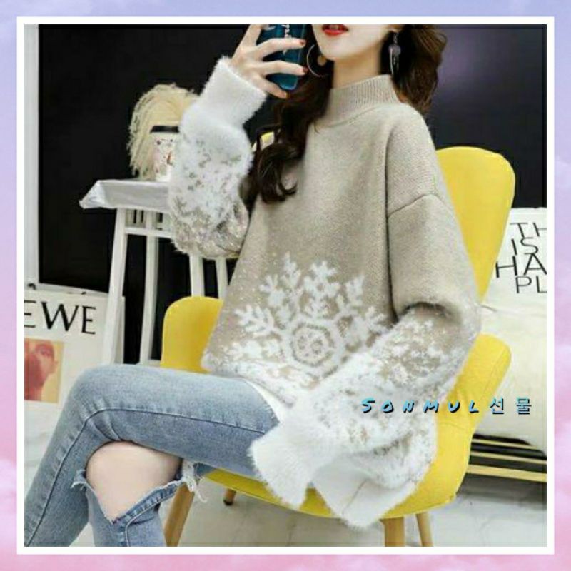 IMPORT WOMAN WINTER AUTUMN SWEATER TOP CHRISTMAS EDITION SNOW MANTEL JAKET WANITA MUSIM DINGIN