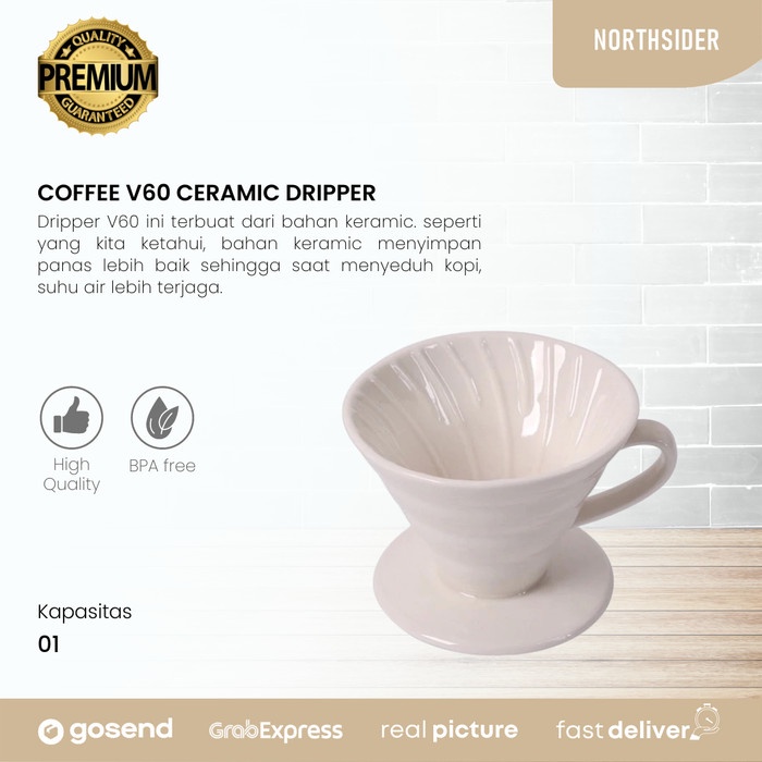 

DISKON - (BISA COD) V60 DRIPPER 01 CERAMIC - DRIPPER KOPI V60 01 KERAMIK - Putih