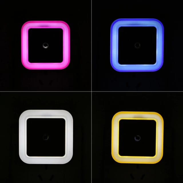 Lampu Tidur LED Otomatis Sensor Cahaya Colok Listrik Dinding Persegi Dekorasi Ruangan Night Lamp HM005 - XOBOX