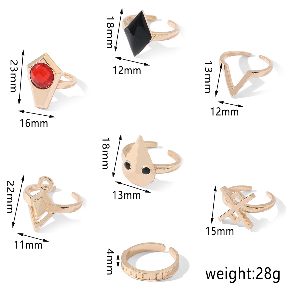7pcs / Set Cincin Adjustable Desain Anime Genshin Impact Hu Tao Untuk Kostum Cosplay