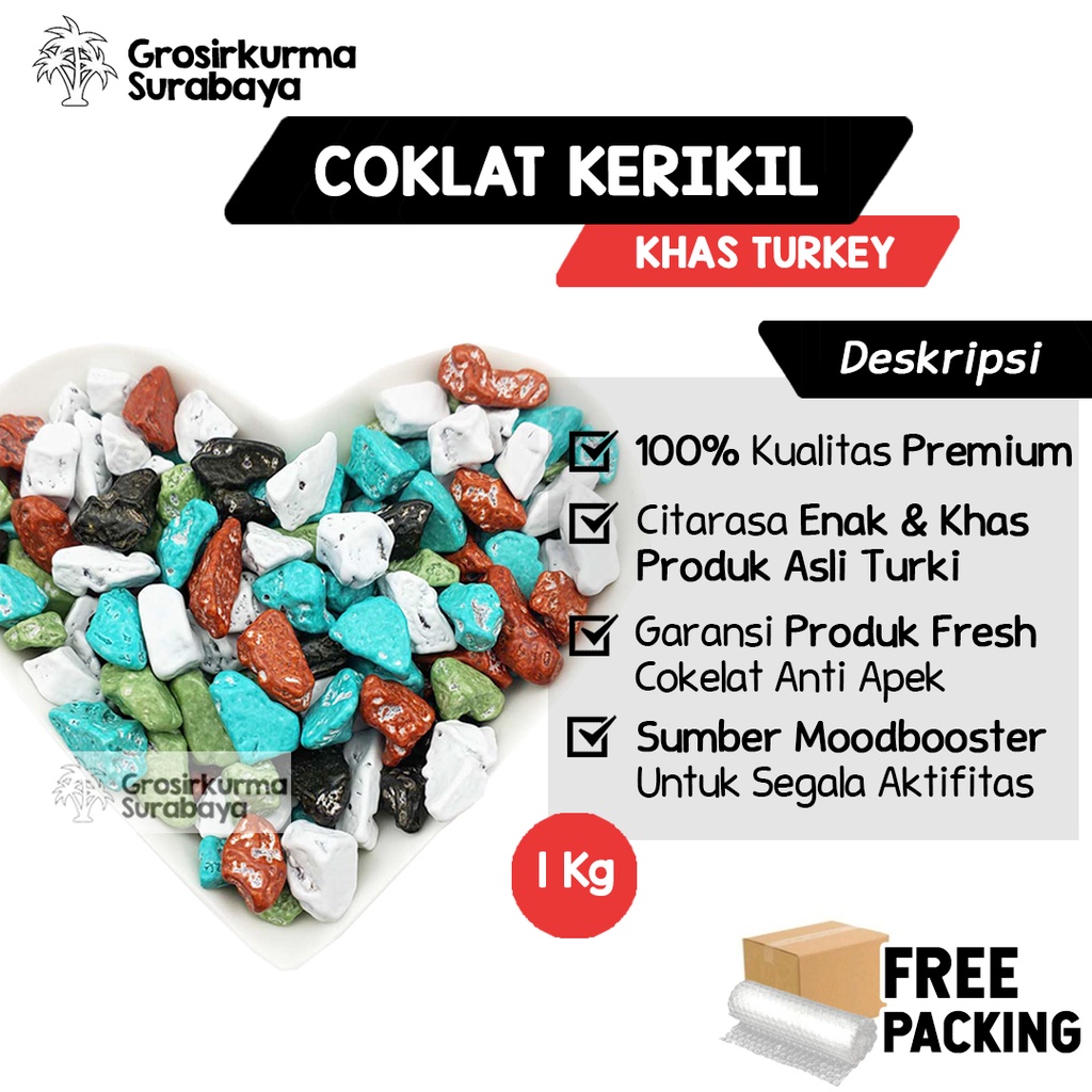 Cokelat Kerikil Arab Premium 1kg Stone Chocolate Khas Turkey Untuk Moodbooster Lumer Dimulut Dimakan