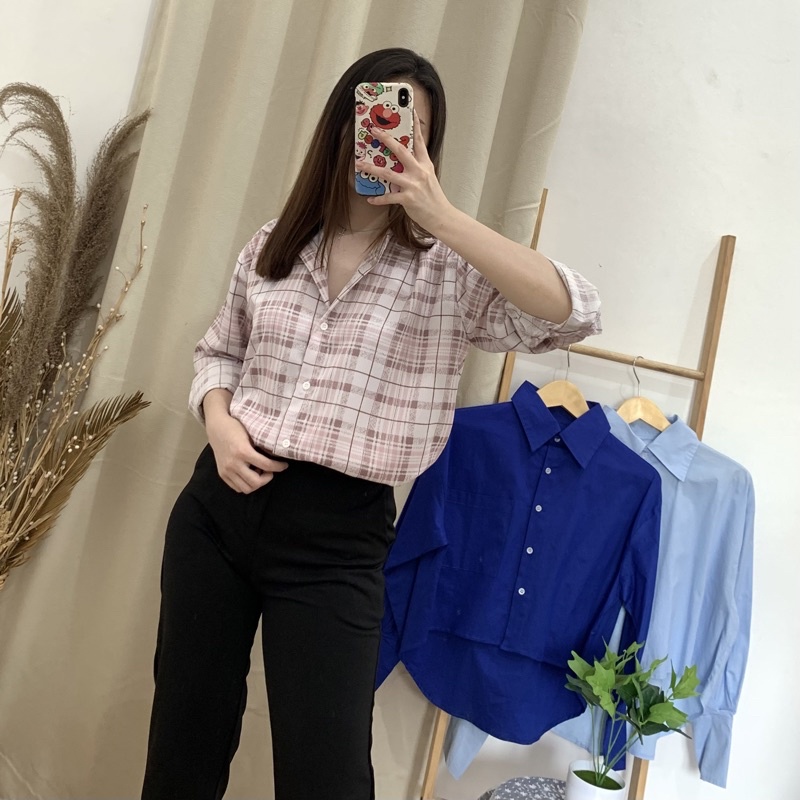 Naru Oversize Shirt - PLENARIO ID | Kemeja wanita - atasan wanita - blouse wanita - oversize - COD-Red
