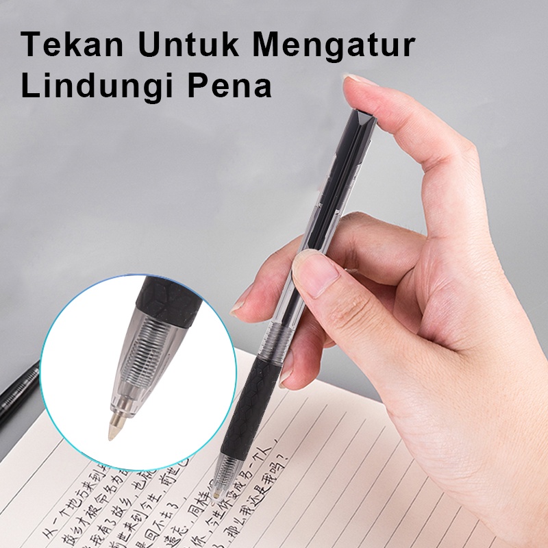 Deli Bolpoin 0.7mm Pulpen Gel Pulpen 1 Pack Dapat Ditarik Hitam 12pcs Pena Ballpoint Pen