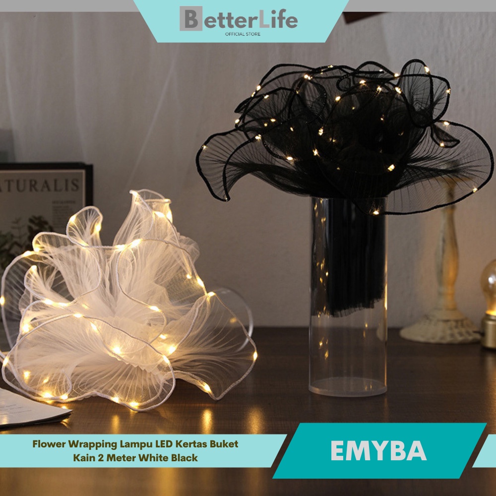 

Better Life - Kain Wrapping Bunga Lampu LED Kertas Bucket White Black Dekorasi Bucket EMYBA