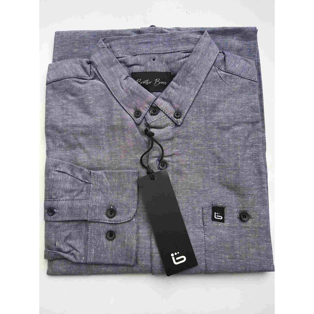 Kemeja Pria Brother Bross Lengan Panjang Abu-Abu ( S-M-L-XL)