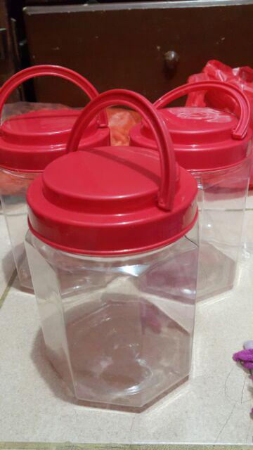 Toples/jar Plastik Gagang/ Hexagonal/segi Delapan 1 Liter