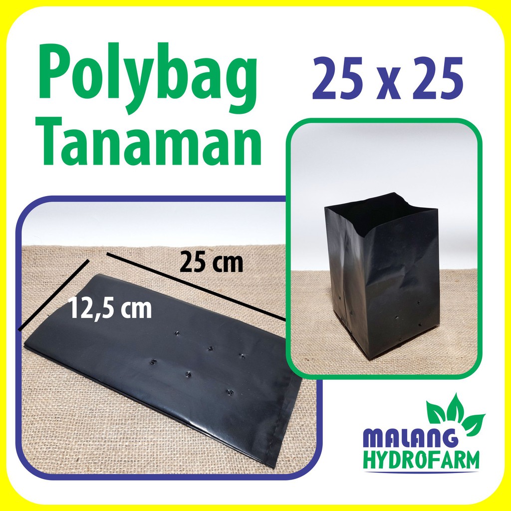 Polybag 25x25 cm satuan pot plastik tanaman hias tabulampot tanah hitam hydroponik buah benih