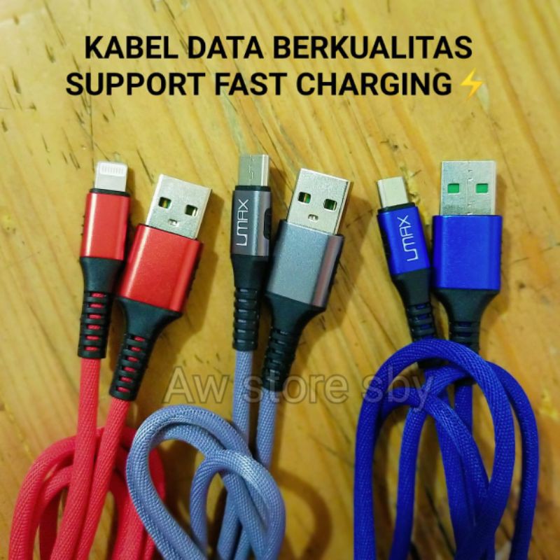 Kabel data Micro usb/ Tyep C/ iphone Fast Charger 2.4A Hight Quality by U-Max