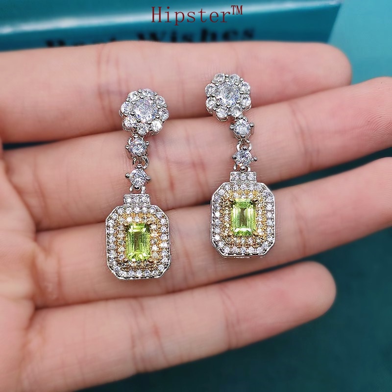 New Luxury Natural Olivine Pendant Earrings