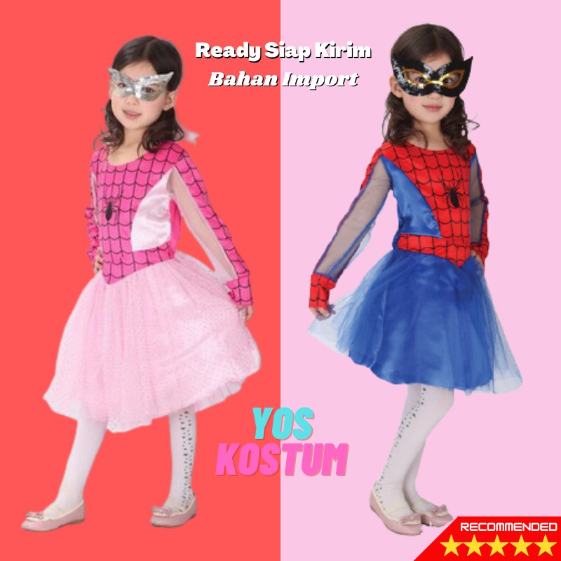 Kostum Anak Spidergirl Baju Cosplay Karakter Dress Tutu Perempuan Superhero Spider Ulang Tahun