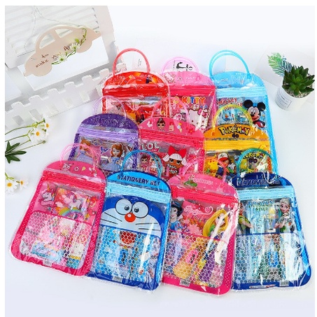 S253 Alat Tulis 7 in 1 / Stationary Set Bentuk Tas / Peralatan Sekolah / Souvenir Ulang Tahun Anak