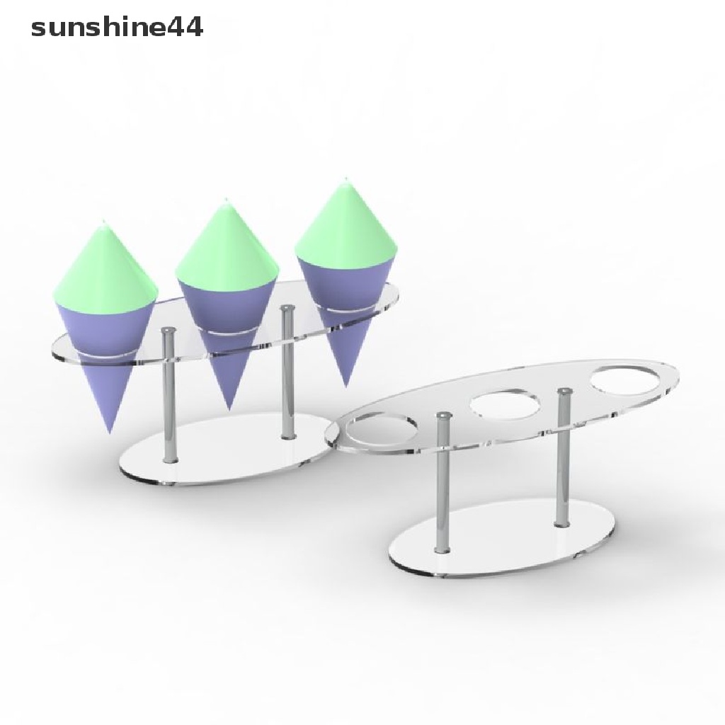 Sunshine Holder Es Krim Cone 3 Lubang Bahan Akrilik Transparan Dapat Dilepas / Digunakan Kembali