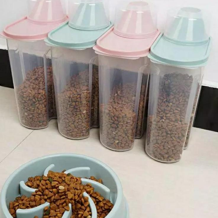 Kualitas Tinggi Toples tempat penyimpanan makanan kucing anjing multifungsi