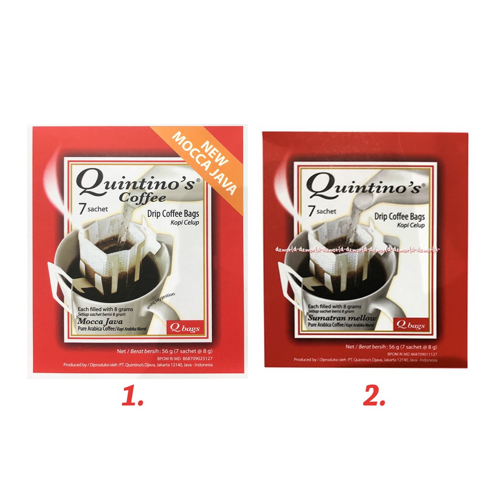 Quintino's Drip Coffee Bag Kopi Celup 7 Sachet Sumatran Mocca Java Kopi Dengan Saringan Quintino Quintinos